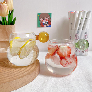 SNW couleur boule poignée <span class=keywords><strong>verre</strong></span> tasse à paroi unique <span class=keywords><strong>verre</strong></span> borosilicaté <span class=keywords><strong>en</strong></span> forme de poire laiteux tasse à thé ménage Latte tasse à café - Product Image 1