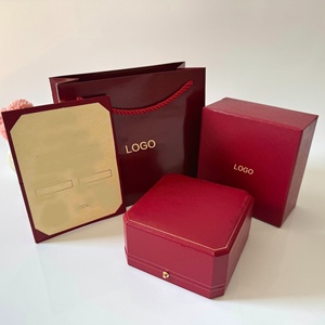 Boîte d'emballage de bijoux rectangulaire de haute qualité en édition or rouge - Product Image 2