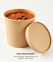 Contenant alimentaire jetable, étanche et recyclable en papier kraft blanc de qualité alimentaire, de 8 à 32 oz, pour soupe et bouillie, idéal pour la vente en gros à emporter