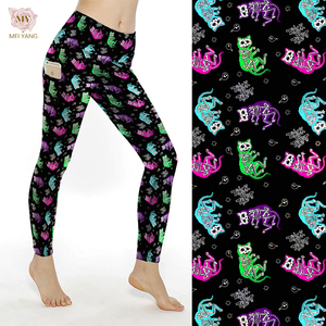Leggings Meiyang para <span class=keywords><strong>Mujer</strong></span>, Estampado Personalizado de Halloween, Leggings con Estampado Completo, Leggings Deportivos de Cintura Alta con Bolsillos - Product Image 1