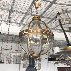 Lampadari a Sospensione Rotondi in Vetro Bronzo Giallo Stile Retrò Moderno per Ristoranti, Hotel e Lobby - Product Image 4