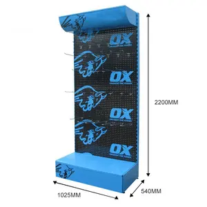 Exhibidores de Pie Personalizados Azules para Tiendas de Ferretería con Diseño de Panel Metálico Perforado para Colgar - Product Image 3