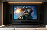 Écran de projection SCREEN PRO 3W anti-taches à cadre fixe, tissu gris acoustiquement transparent pour projecteur laser RGB