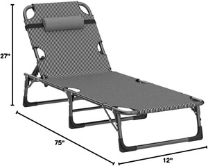 Lit pliant simple, lit de sieste de bureau, chaise inclinable portable, lit d'appoint pour hôpital, lit de camping, tissu Oxford 800D, tube métallique, robuste - Product Image 3