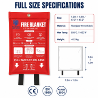 Couverture anti-feu à libération rapide pour urgences en cuisine, couverture de sécurité en fibre de verre résistante à la chaleur pour les commandes en gros