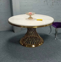 Table Ronde Moderne Pivotante en Marbre Noir avec Base en Métal Doré pour la Maison