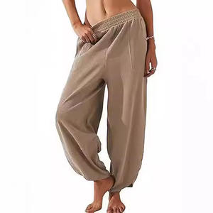 Nuevos <span class=keywords><strong>pantalones</strong></span> casuales de poliéster Harem Color sólido con cintura elástica y bolsillo Estilo de calle alta Secado rápido Antiestático - Product Image 2