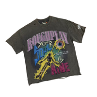 T-shirt RoughPlay pour homme, manches courtes, style décontracté, imprimé lettres, respirant, en coton tricoté, pour homme