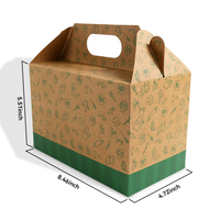 Boîtes à emporter pour poulet frit, design personnalisé, écologiques, avec pliages et poignée, emballage en papier kraft pour frites