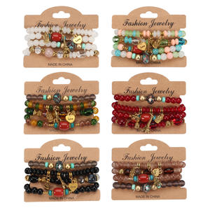 Fashion <b>Beaded</b> <b>Bracelets</b> Set Multi Layer Crystal Rhinestone Love Charm Women's Gift Made In China - Product Image 1