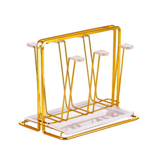 <span class=keywords><strong>En</strong></span> vrac ustensile de cuisine verre thé tasse d'eau suspendus stockage sur support <span class=keywords><strong>or</strong></span> organisateur et support pour tasse - Product Image 1