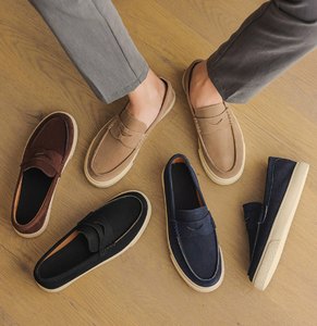 <b>Men</b> PU Leather Loafers Thick Soles Mid <b>Heel</b> Wide Toe Box Casual British Style Office Wedding Dress <b>Shoes</b> EU 39 to 46 Large Sizes - Product Image 1