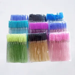 Disposable lash wash brush crystal mascara wands personalized eyelash extension cleaning brush with pink lash brush case