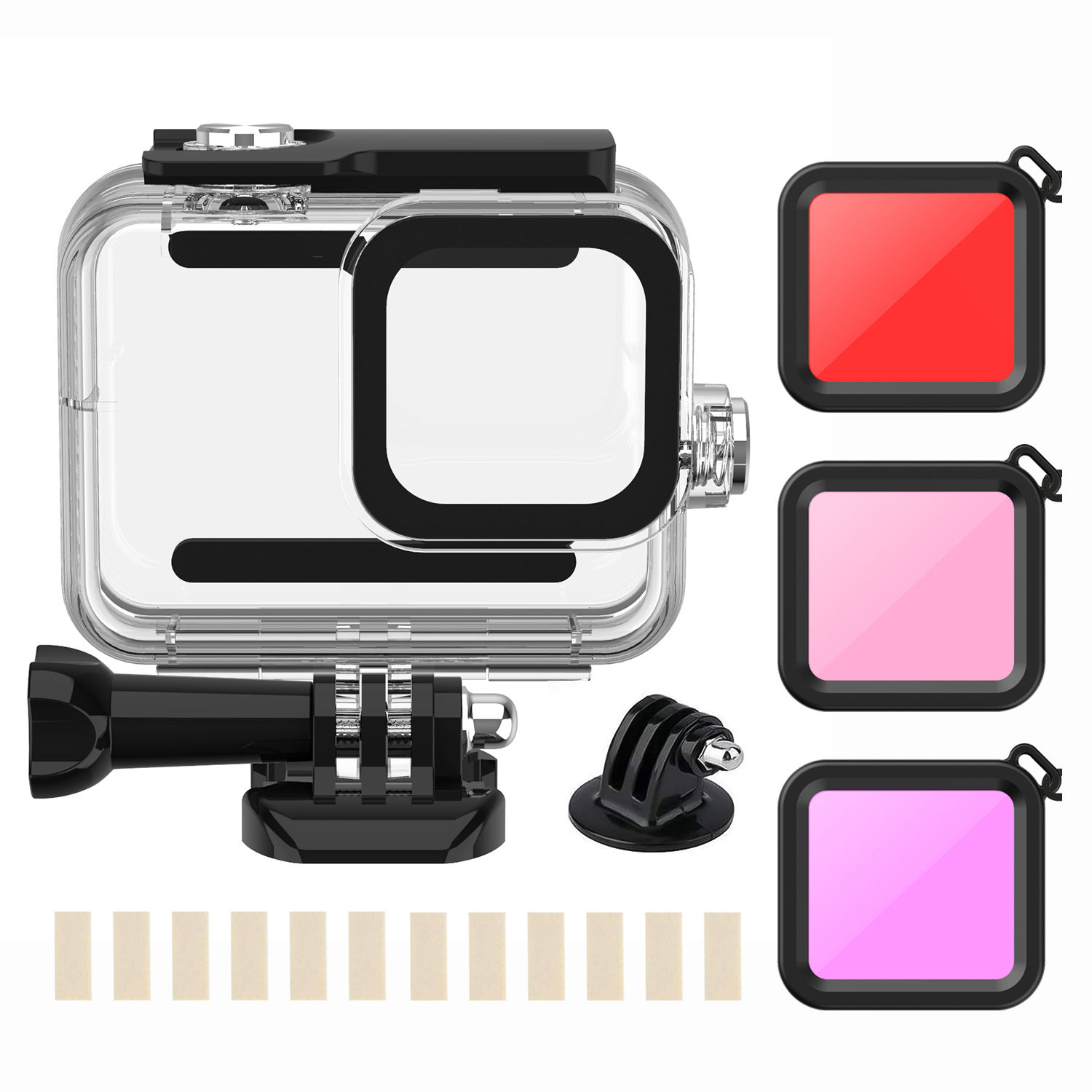 Accessories Kit for Go Pro Hero 12 11 10 9 8 7 6 5 Black Waterproof Housing Tempered Glass Screen Protector for GoPro Accessory
