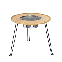 Table de barbecue pliante en métal à 3 pieds personnalisée, 61 cm, effet bois, transfert de chaleur, foyer extérieur pour camping avec grille en acier inoxydable