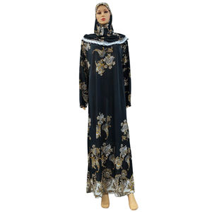 Traje de oración musulmana para mujer, ropa de tamaño suelto islámico, Floral, larga, vestido de bonbú de Arabia Saudita, Hijab de adoración femenina, Burqa, 1 pieza - Product Image 1
