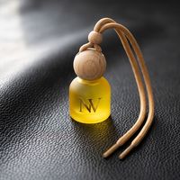 Bouteille en verre mat ronde avec bouchon en bois pour diffuseur d'air suspendu pour voiture, bouteille de diffuseur de parfum pour voiture à suspendre, parfum inclus