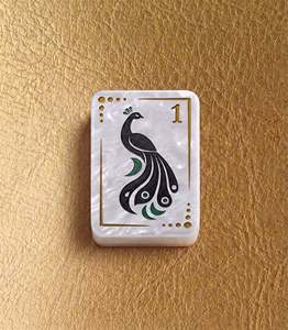 Juego de Mahjong Art Deco de Lujo Personalizado al por Mayor, Fichas Perladas con Diseño Botánico de Pavo Real y Ginkgo, OEM - Product Image 2
