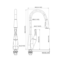 Robinet de cuisine moderne à poignée unique avec bec verseur mitigeur d'évier en nickel brossé avec tête de pulvérisation chromée