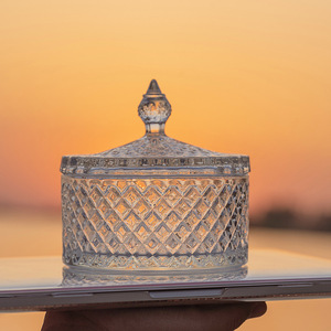 Boîte de rangement pour bonbons en verre romain décorée de bougies aromatiques, boîte de rangement pour bijoux en verre romain - Product Image 6