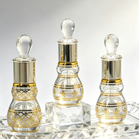 Flacon de parfum de luxe 6ml/12ml en verre en forme de gourde, électroplaqué, gravé, estampage à chaud, flacon vide pour le Moyen-Orient