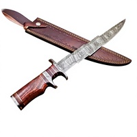 Couteau Bowie artisanal en acier Damas, lame Kris, manche en bois de rose, bord lisse, pour le camping en plein air, en vente en ligne