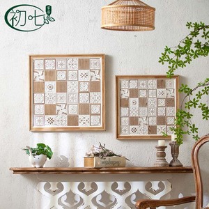 Wall Murals Square Wood Color Home Decor Hanging Items Entryway Living Room <b>Sofa</b> Background Art - Product Image 2