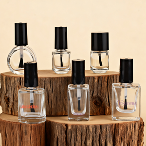 Factory Selling Custom Logo 5ml 6ml 10ml 15ml White Black Lid <b>Brush</b> Transparent clear Empty Nail Glue Nail Polish Glass <b>Bottle</b> - Product Image 1