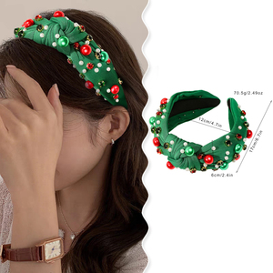 Xmas Nieuwjaar Rood Groen Kleur Vrouwen Haaraccessoires Mode Sneeuwvlok Santa Claus Cartoon Diamant Parel Kerst Hoofdband - Product Image 1