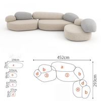 Ensemble de canapés modulaires sectionnels au design moderne en pierre de pavé naturelle, avec rembourrage en éponge et revêtement en tissu, pour hall d'hôtel