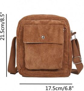 BSCI Factory Women Girls Casual Shoulder <b>Purse</b> Handbags Olive <b>Green</b> Corduroy Crossbody Bag - Product Image 2