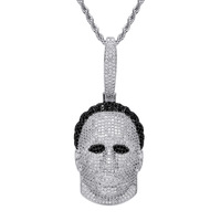 Collier pendentif masque Hip Hop micro-pavé CZ, bijou statement pour homme