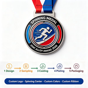 Médailles personnalisées Spinning Center, design unique, en alliage de zinc, électroplaquées, pour le sport, fabrication de récompenses métalliques sur mesure - Product Image 6