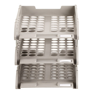 Comix B2133 Three Tier File Rack <b>Plastic</b> Office Study Organizer <b>Shelf</b> Gray - Product Image 2
