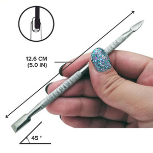 Pousse-cuticules réutilisable en acier inoxydable double extrémité pour nettoyer les ongles, enlever le vernis gel et couper les peaux mortes - Product Image 5