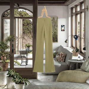 กางเกงทรงทรัมเป็ตแฟชั่นใหม่สำหรับผู้หญิง ฤดูใบไม้ร่วง 2024 เอวยางยืดสูง ระบายอากาศได้ดี ทรงปกติ สวมใส่สบายเก๋ไก๋ ผลิตจากโพลีเอสเตอร์ 100% - Product Image 3