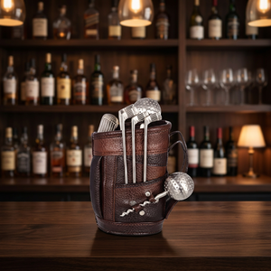 Bolsa de Cuero Sintético Marrón con Juego de Herramientas para Bar Plateadas, Juego de Herramientas para Bar Marrón, Kit Mezclador de Cócteles para Club de Golf, Herramientas para Bebidas Envueltas en Cuero - Product Image 2