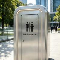 Toilettes portables préfabriquées en conteneur mobile, design industriel, installation rapide, toilettes sanitaires extérieures pour parcs, événements, bureaux