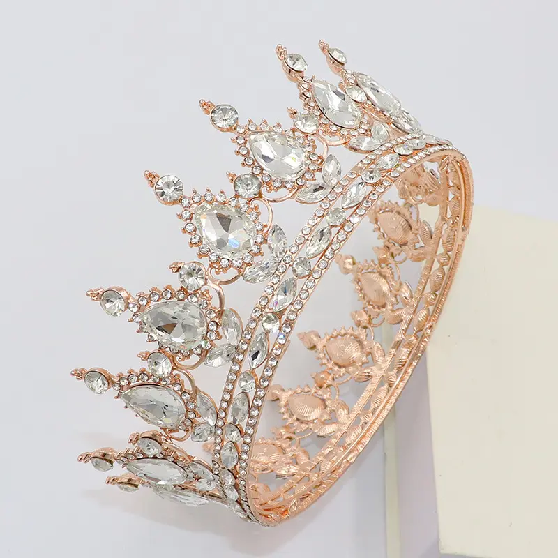 Corona de Boda nupcial, Tiara de fiesta de princesa de lujo, barroca, de aleación redonda chapada en oro y plata, venta al por mayor