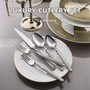 Thanh lịch sang trọng Damascus thép Flatware Set bền vững thép không gỉ đồ ăn Bộ đồ ăn cho đám cưới và các dịp khác - Product Image 4