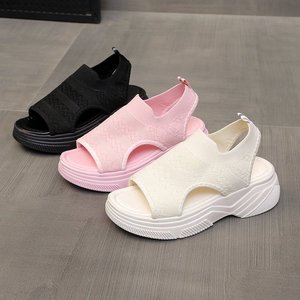 Summer New Matsuke Semelle épaisse Solid Mesh <span class=keywords><strong>Fly</strong></span> Weave Sandales respirantes Loisirs Sports Sandales de plage pour femmes - Product Image 2