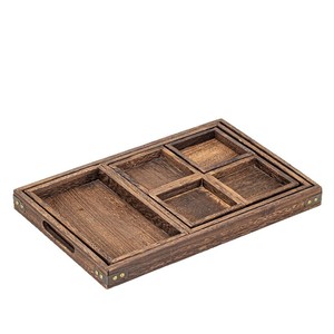 Plateau de service en bois avec motif en treillis pour les collations, les plateaux de thé, usage résidentiel - Product Image 5