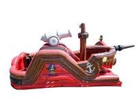 Parcours d'obstacles gonflable commercial sur le thème des pirates, en PVC robuste, jeu de défi pour enfants, idéal pour les événements extérieurs et la location de jeux.
