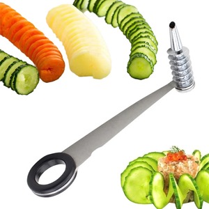 Lame de coupe en spirale pour concombre, carotte, pomme de terre, couteau à légumes en spirale, outil de cuisine, boucleur en acier inoxydable, accessoire de cuisine portatif - Product Image 1