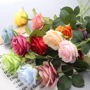 Flor artificial para casamento, decoração de alta qualidade de casamento, toque real, rosas de seda, flor artificial
