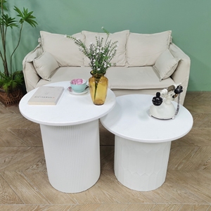 Table d'appoint ronde moderne INNOVA en bois massif blanc, durable et décorative, nouveau design européen contemporain pour la maison et la cuisine - Product Image 6