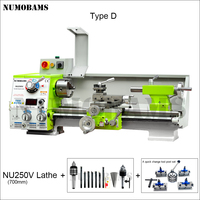 Tour à métaux de table NU250V 750W, tour manuel 250 mm de diamètre de coupe au-dessus du lit pour le tournage de métaux, atelier de loisirs créatifs