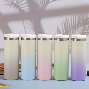 Gradient Color 304 Stainless Steel Insulated Tumbler Straight Cup Travel Portable With Lid - Product Image 2