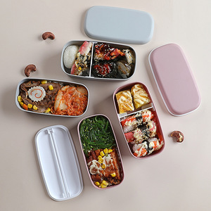 Icen JY01 Plastic Sushi Lunch Box with band Fresh-Keeping Plastic Lunch Box 2 IN 1 Double Layer Food Container Lunch Bento - Product Image 5