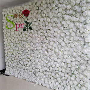 Flores artificiales para restaurante y eventos, tela de boda, Rosa Blanca Artificial, Panel de pared decorativo 3d - Product Image 2